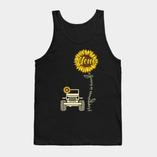 Jeep Sunflower Jeep Nene Happiness is being a Nene Jeep Women Tank Top